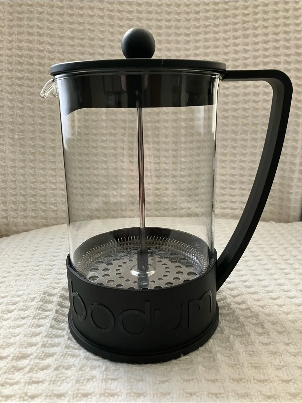 Bodum Black French Press Coffee Maker with Clear Glass Carafe